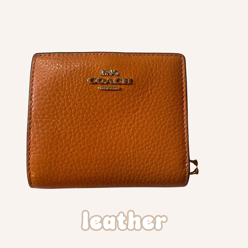 COACH wallet bifold zip around orange camel tan gold tone NWOT